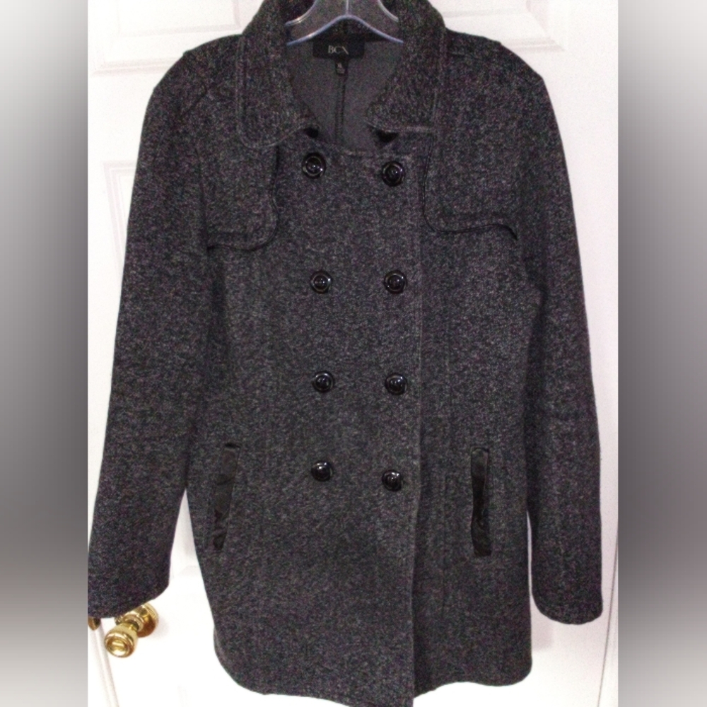 BCX Double-Breasted Women's Heather Black Size XL Pea Coat